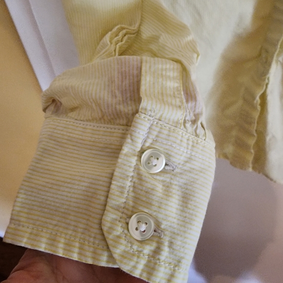 Gap cotton yellow button down shirt tailored with collar - Picture 4 of 8